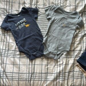 Classic Blue and Gray Bodysuits with Snap Closure